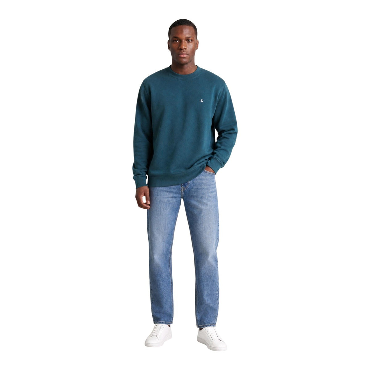 Calvin Klein Jeans — Langarm-Pullover EZ Cotton Crewneck für Herren, grün — Ansicht 5