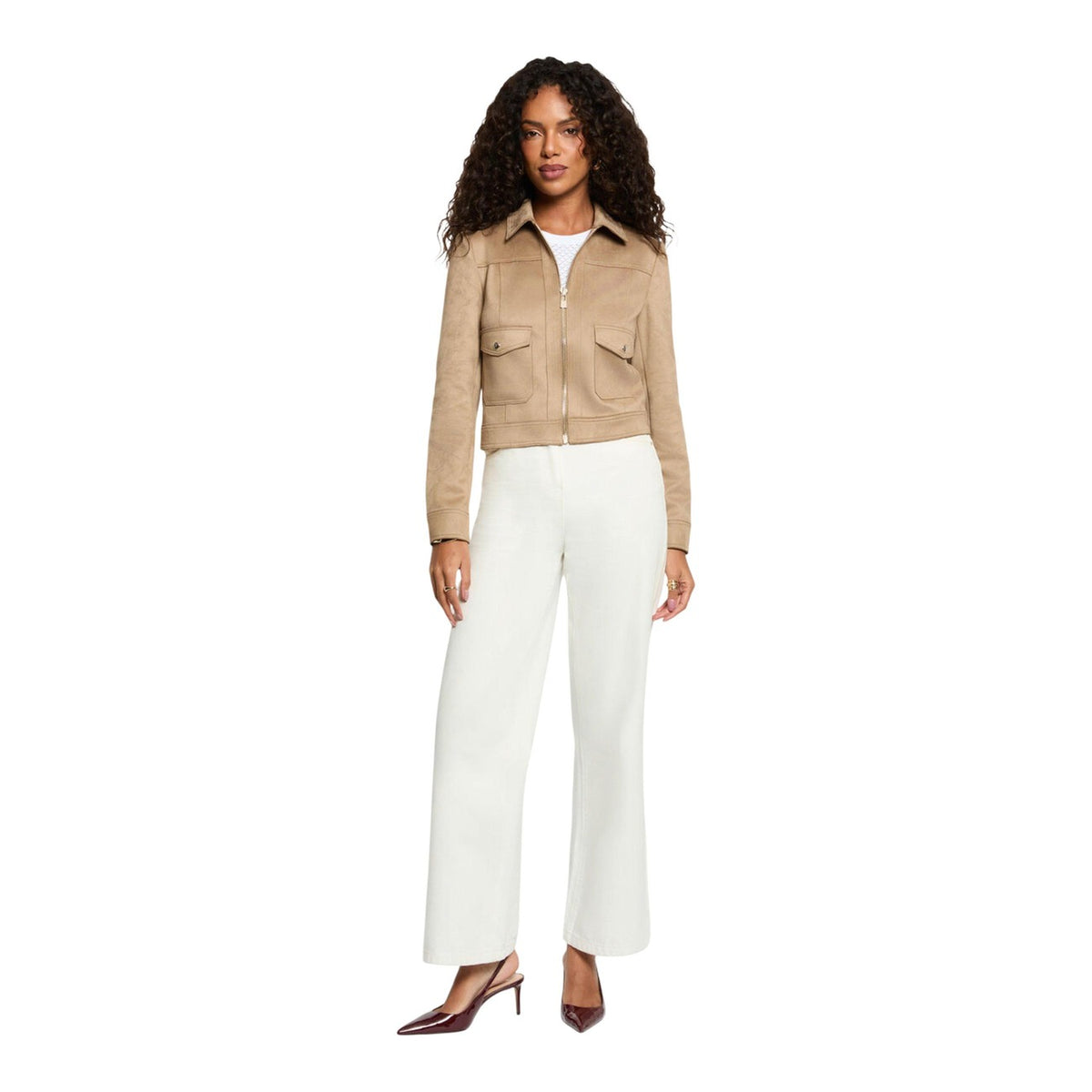 Morgan — Women’s beige round-neck jacket — view 5