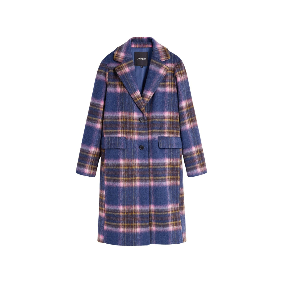 Desigual — Manteau Checkered bleu femme — vue 5