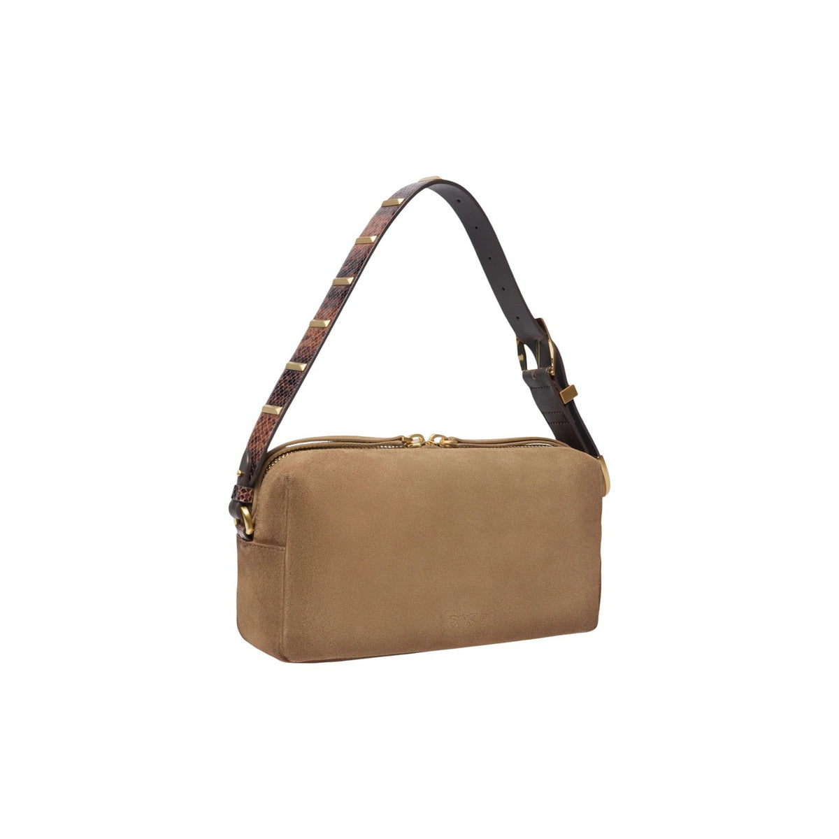 Pinko — Bauletto Trittico Suede Spray beige bag for women — view 3