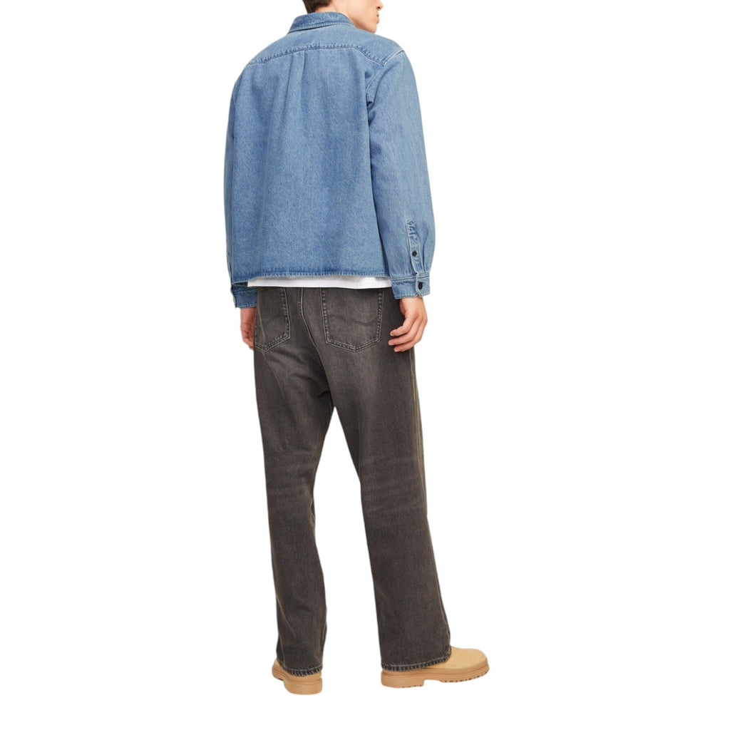 Jack & Jones — Men's Relaxed Fit Blue Denim Overshirt — view 3