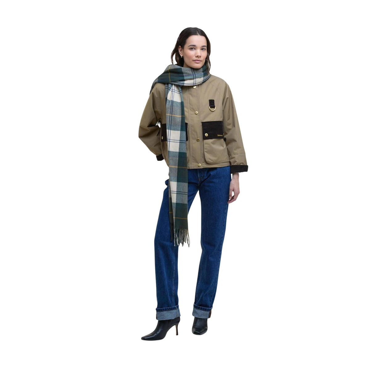 Barbour — Stanway Tartan stole for women — view 2 — White tartan