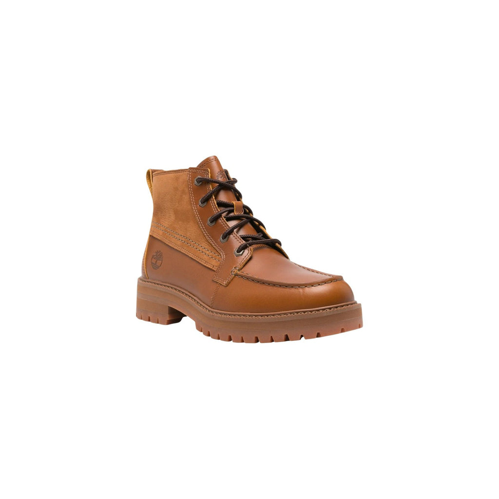 Timberland — Bottines Hayd Mid Lace en cuir marron homme — vue 3