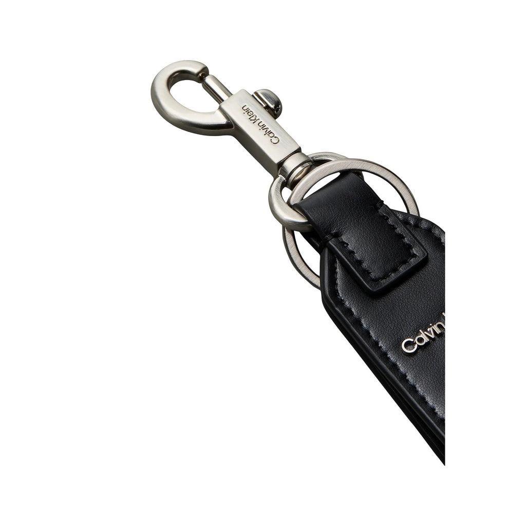Calvin Klein — Porte-clés Raised Logo en cuir noir homme — vue 3