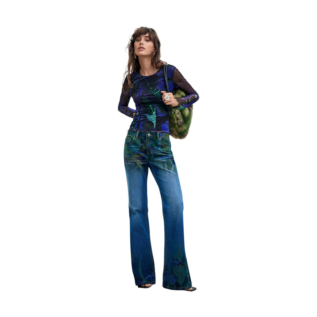 Desigual — Damen-T-Shirt Dots Leaf Lacroix violett — Ansicht 2
