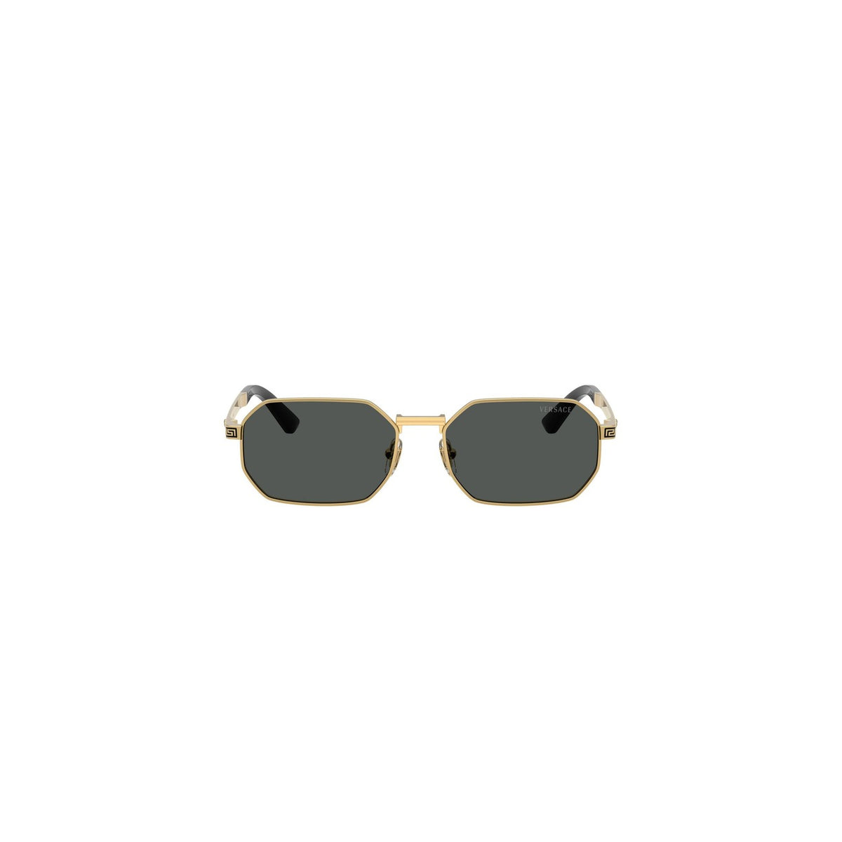 Versace — Lunettes de soleil rectangulaires en métal doré homme