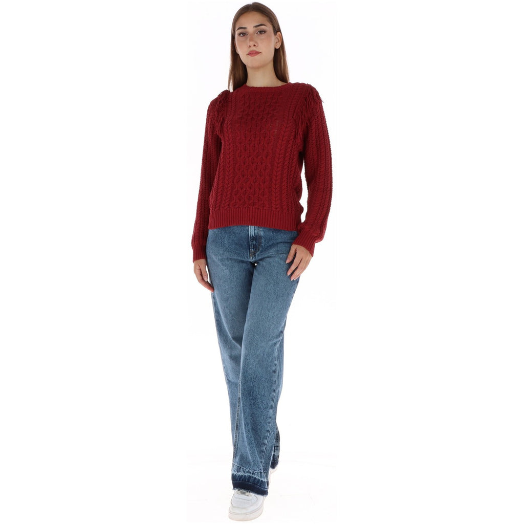 Pepe Jeans — Pull Arlette torsadé rouge femme — vue 4