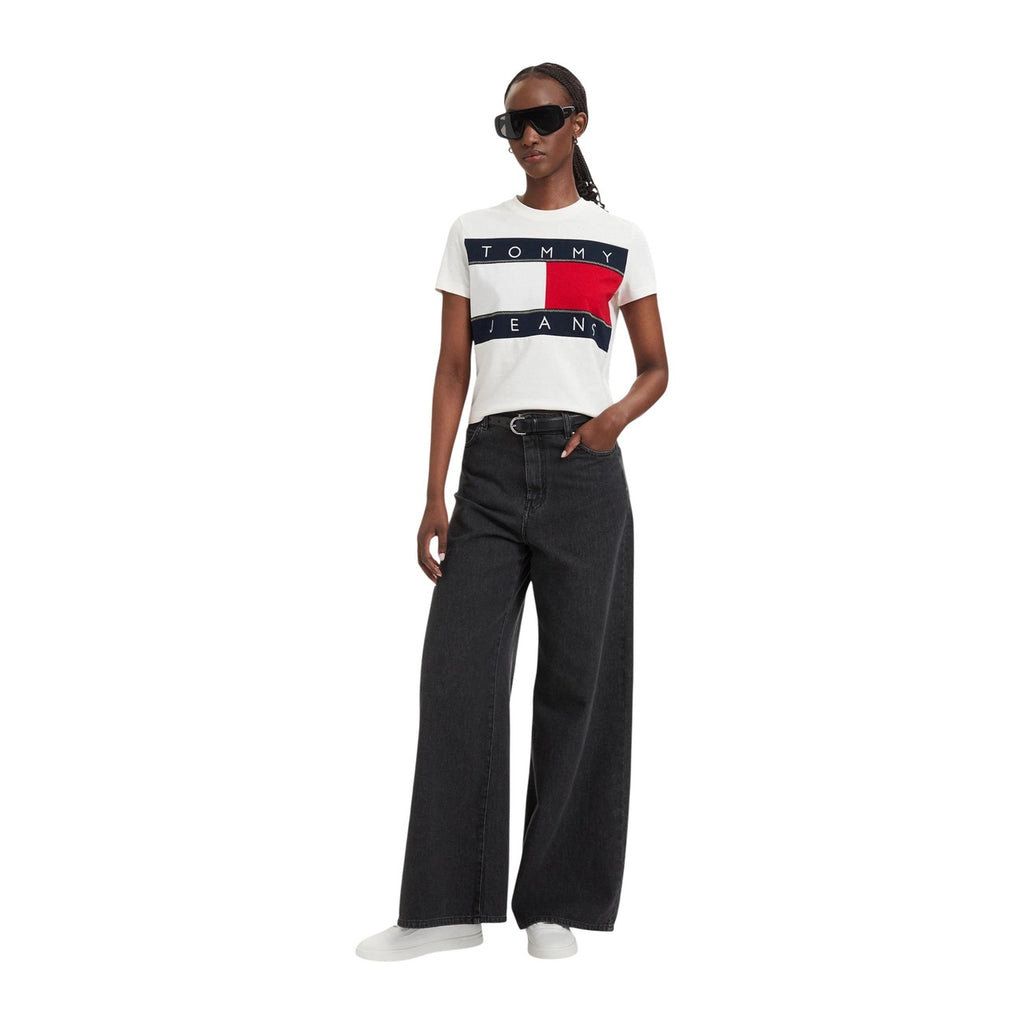 Tommy Jeans — T-shirt blanc à imprimé en coton bio femme — vue 2