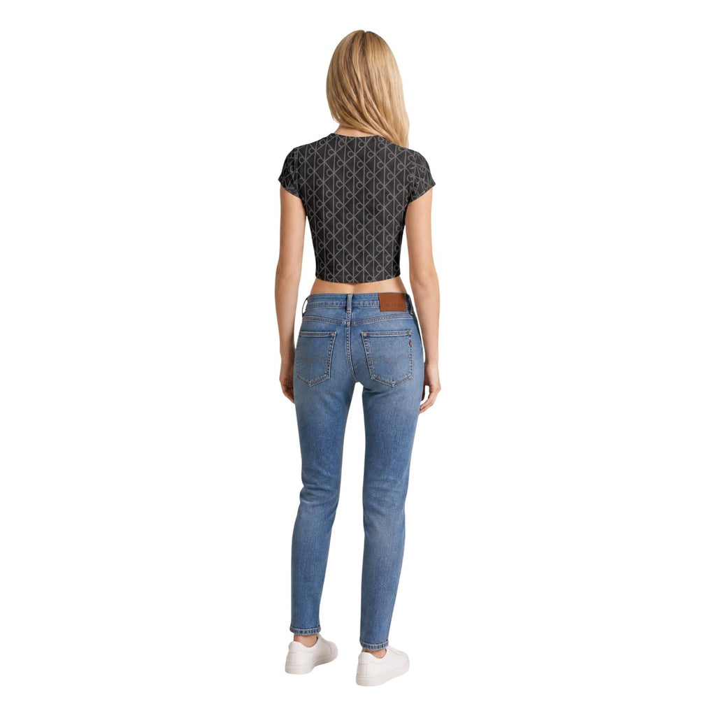 Calvin Klein Jeans – Graues Stretch-T-Shirt für Damen — Ansicht 2