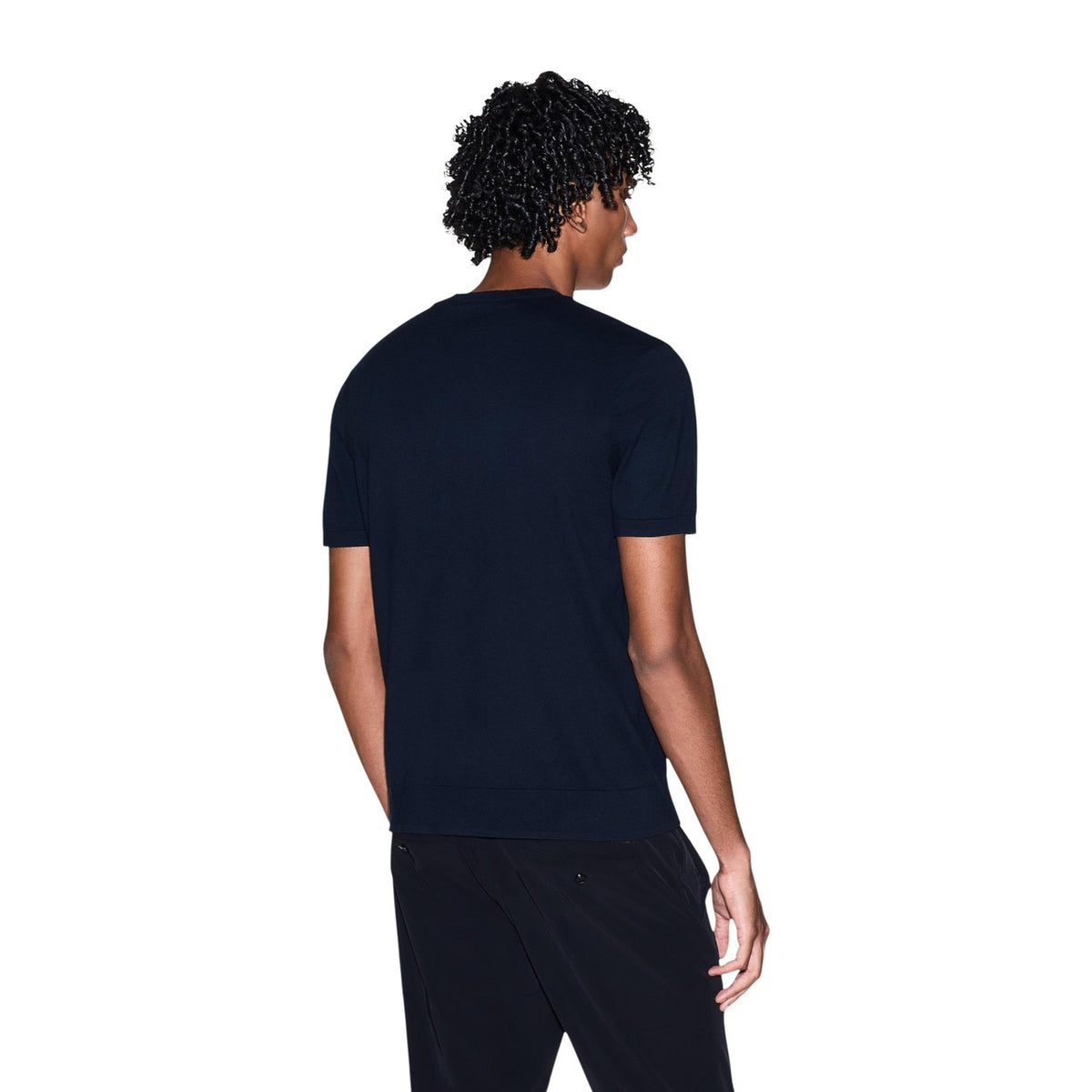Armani Exchange — Blaues Baumwoll-T-Shirt für Herren — Ansicht 2