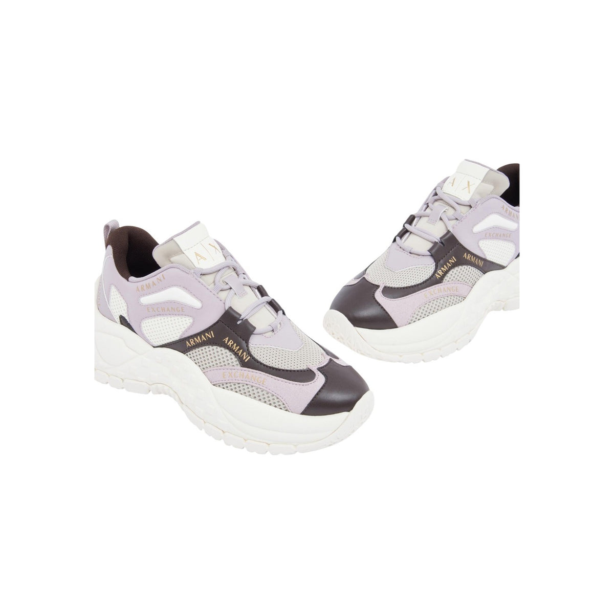 Armani Exchange — Lage geometrische sneakers voor dames in het lila — afbeelding 3
