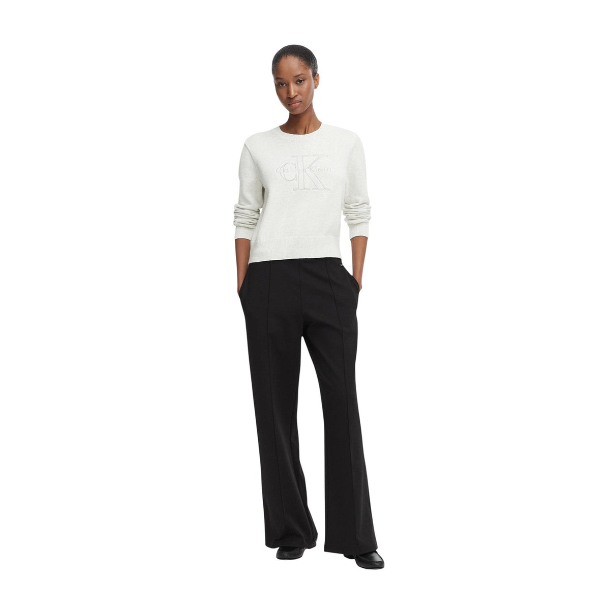 Calvin Klein Jeans — Women’s white round-neck sweater — view 4