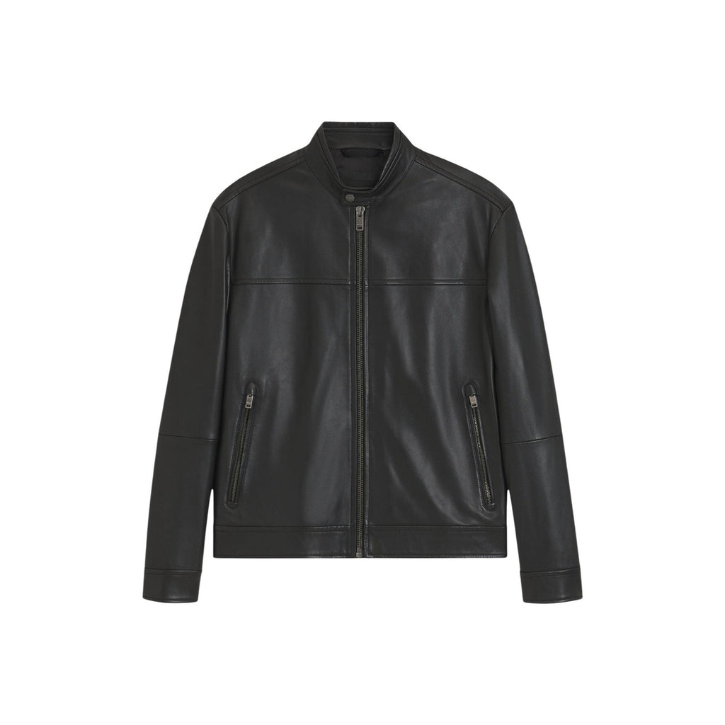 BOSS — Veste biker Joslay1 en cuir noire homme — vue 2