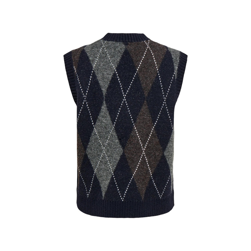 Only — Gilet en maille ONLRHOMBUS bleu femme — vue 4