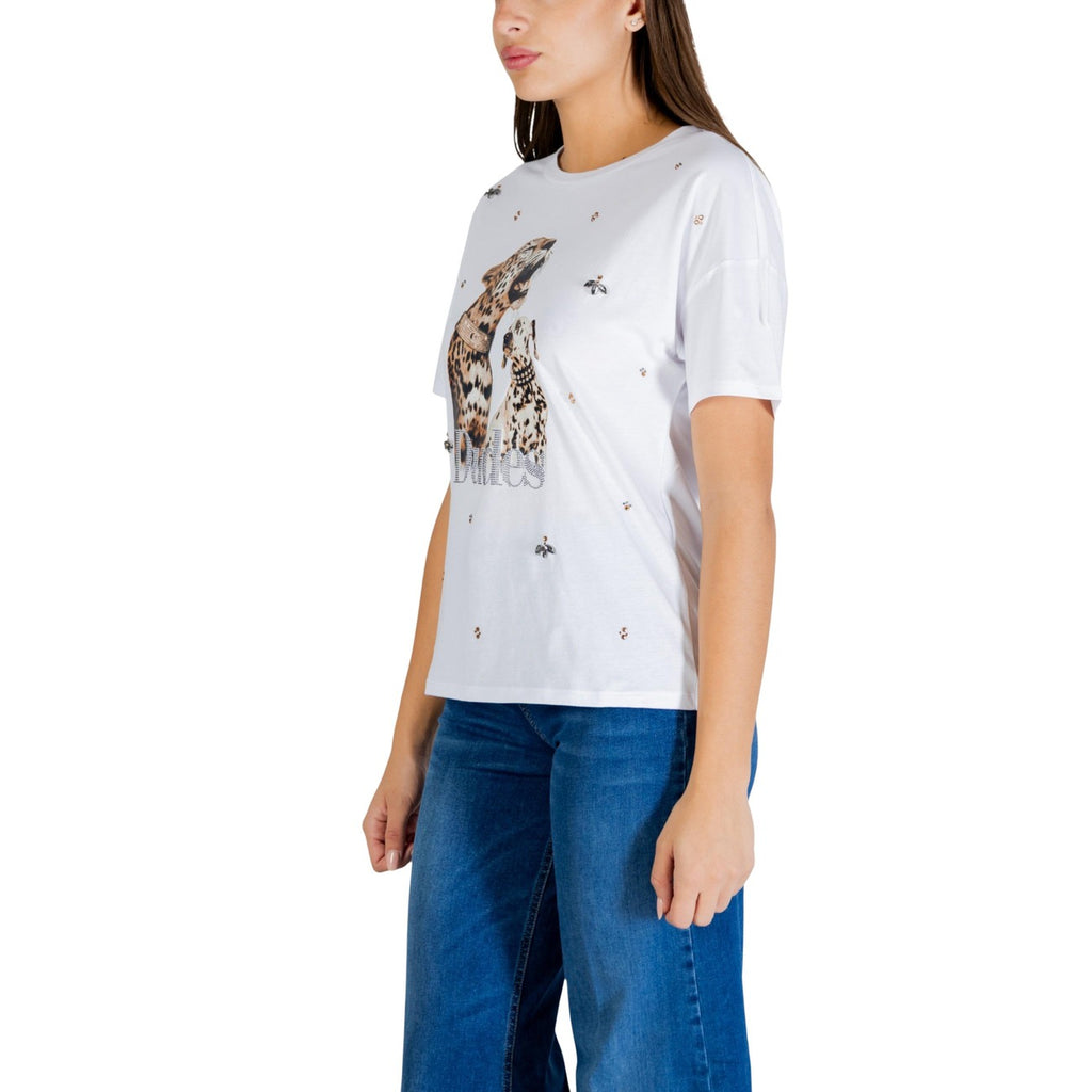 Liu Jo — T-shirt blanc réf. WA6331 JS904 femme — vue 5