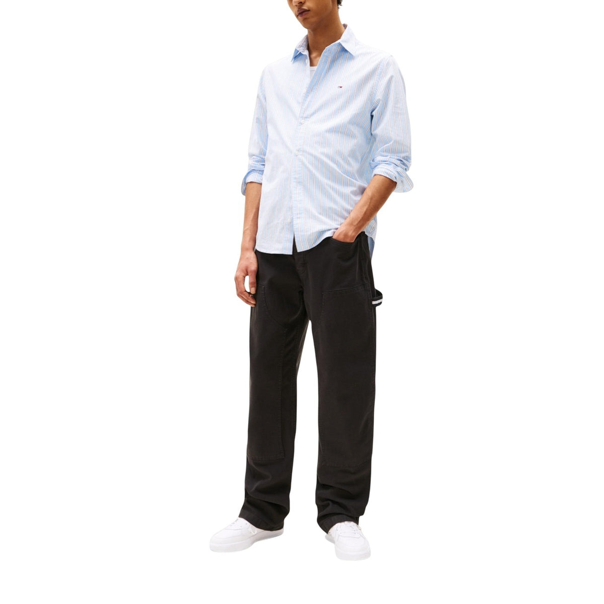 Tommy Jeans — Pantalon DM0DM21703 noir en coton stretch homme — vue 2