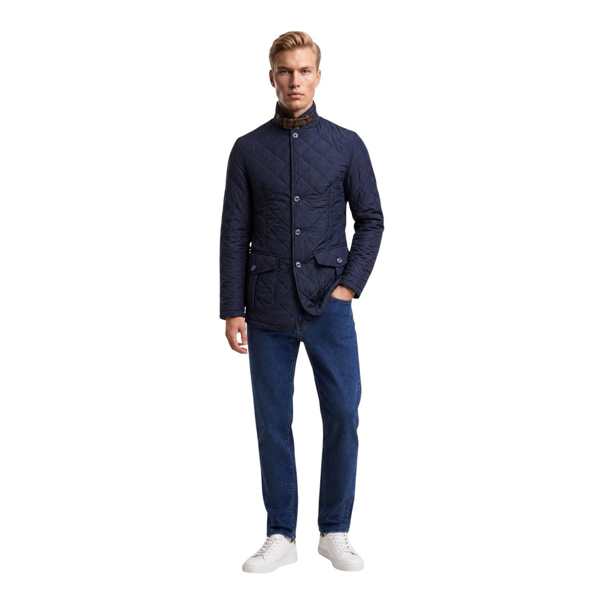 Barbour — Men's Blue Quilted Lutz Jacket — view 2