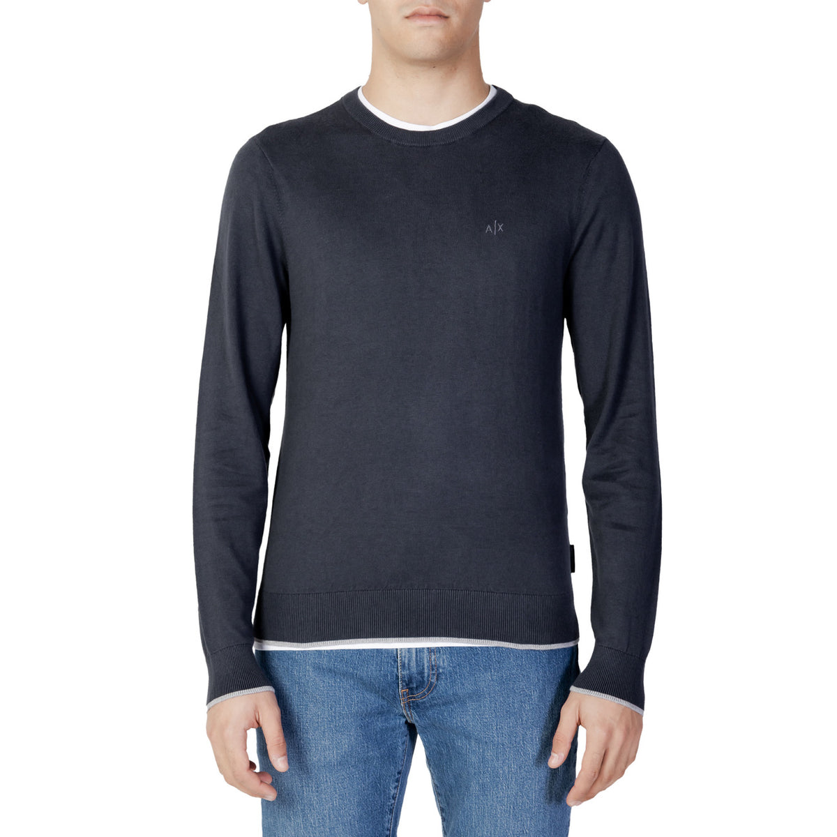 Armani Exchange — Pull coton-cachemire 8NZM6A gris homme