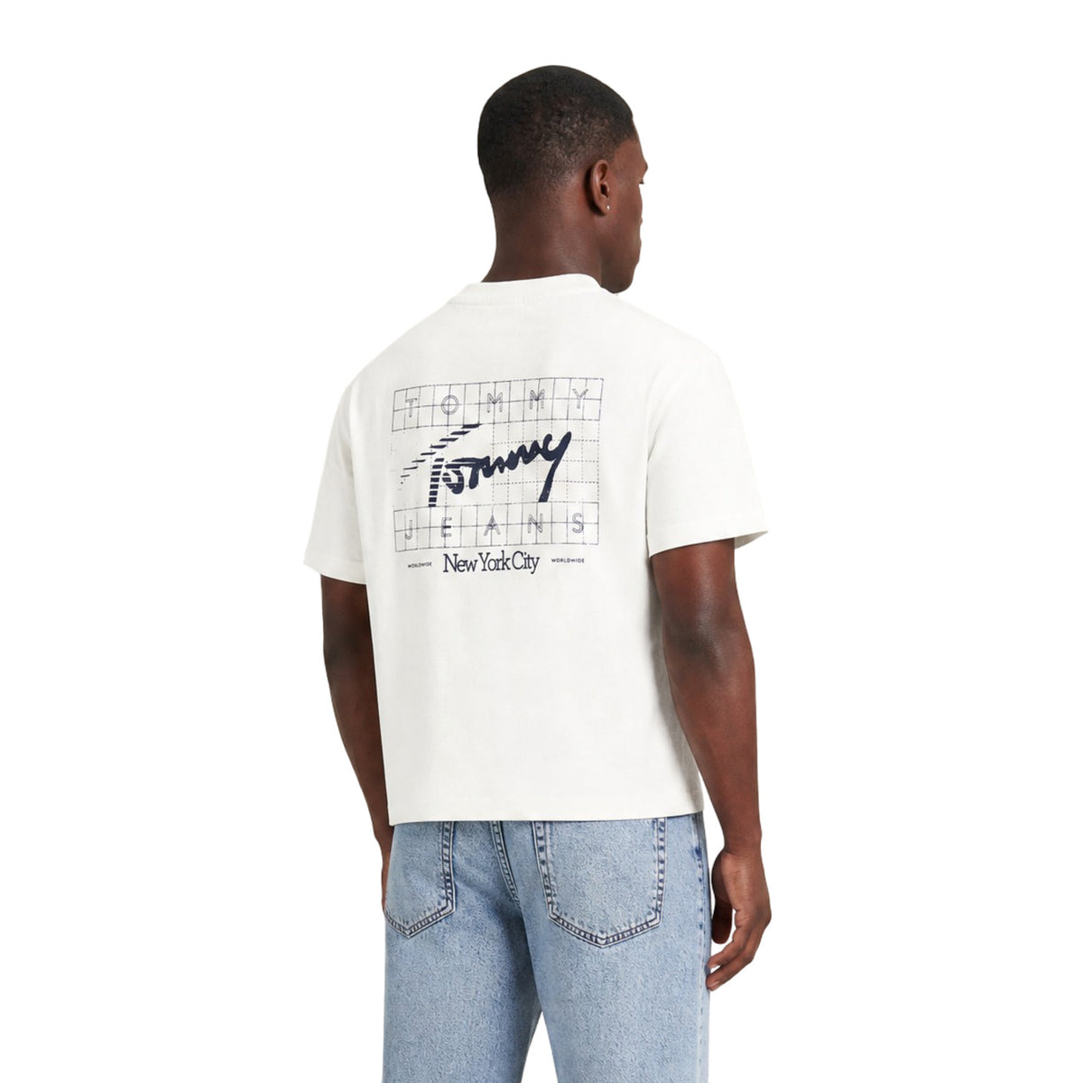 Tommy Jeans — T-shirt blanc à imprimé en coton bio homme — vue 4