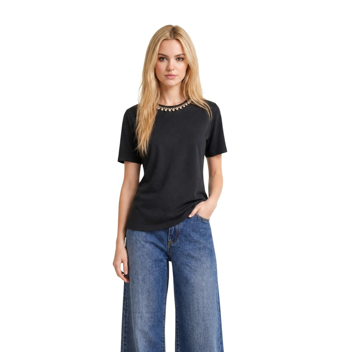 Only — T-shirt col rond ONLSANJA femme