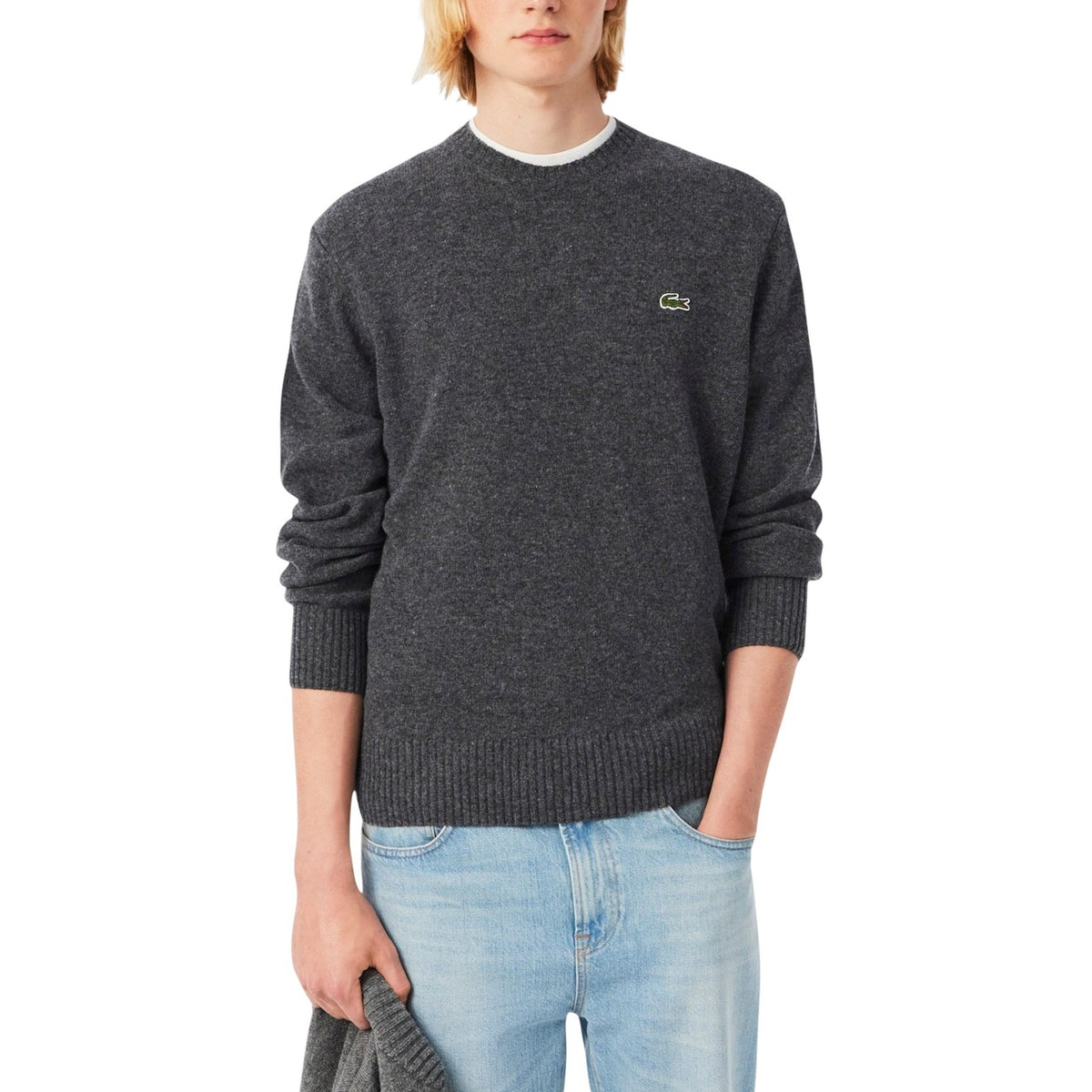 Lacoste — Pull AH2916 en laine homme — vue 3 — Gris