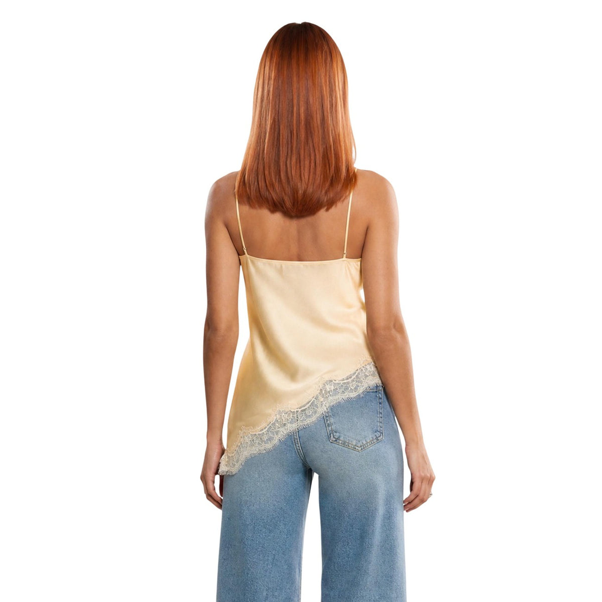 Jacqueline de Yong — Fifi asymmetrical white lace tank top for women — view 4