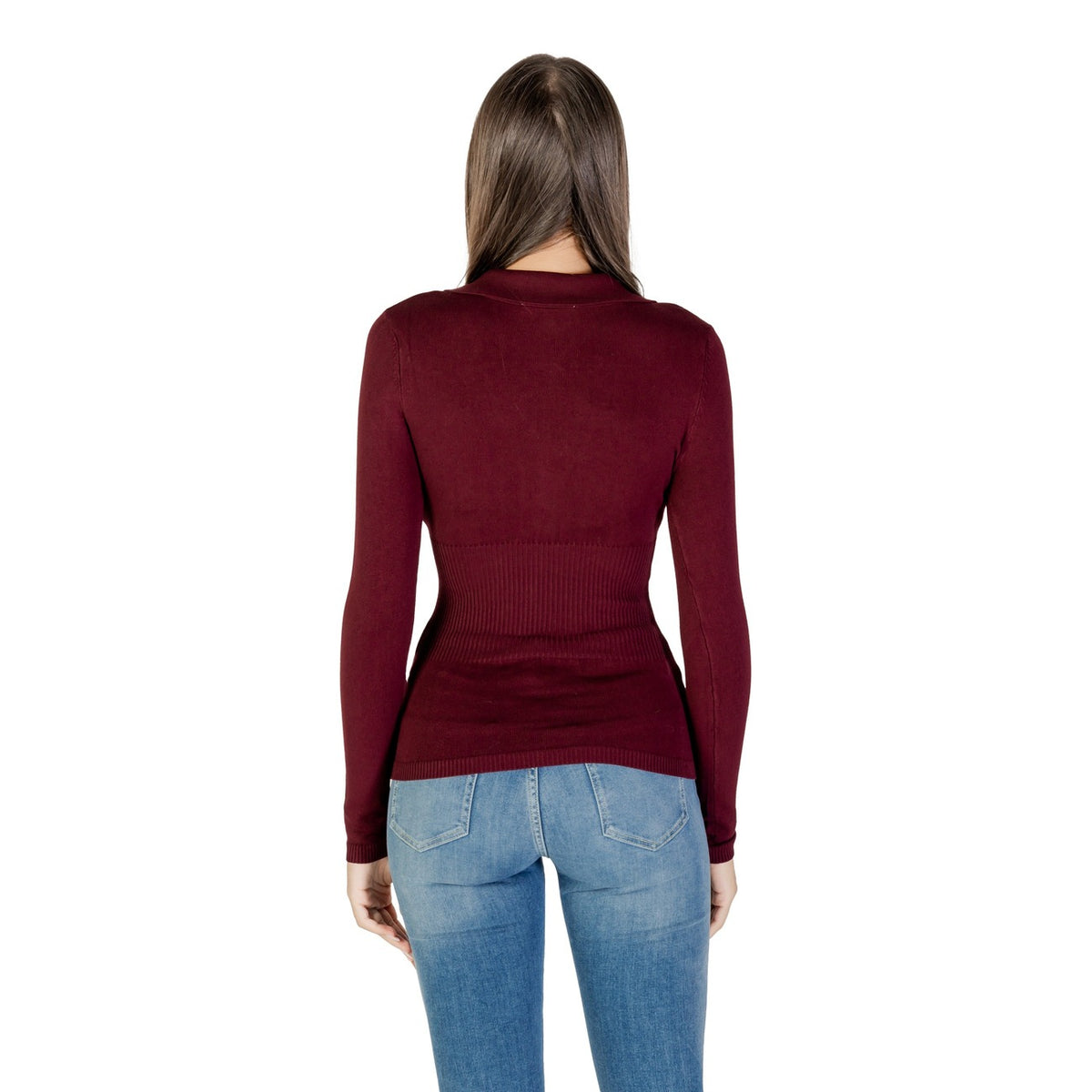 Morgan — Maille bordeaux boutonnée à col V femme — vue 2