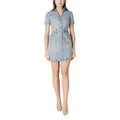 Morgan — Women's light blue V-neck dress