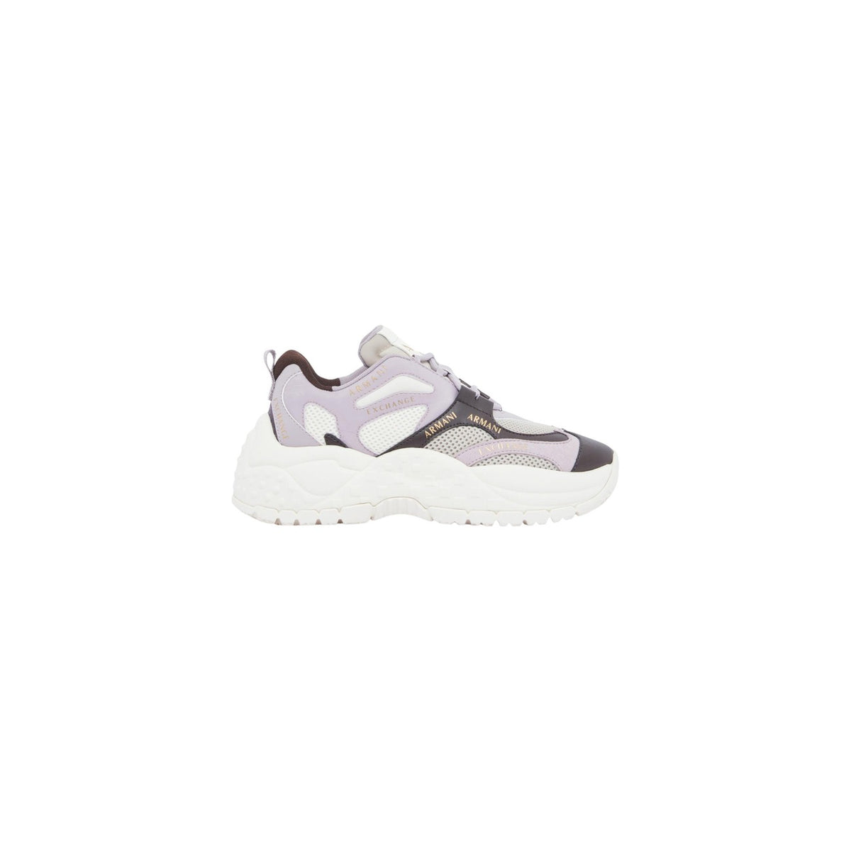 Armani Exchange — Lage geometrische sneakers voor dames in het lila