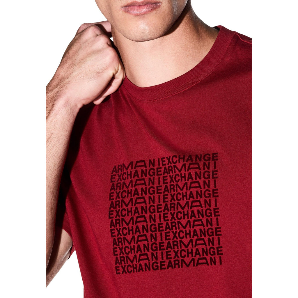 Armani Exchange — Men's red printed cotton T-shirt — view 4