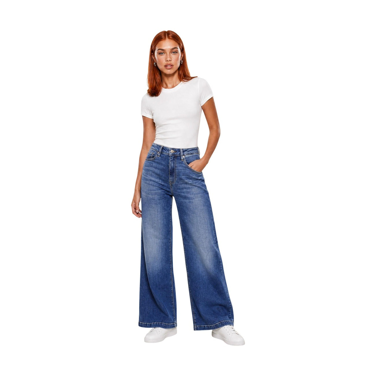 Guess — broek Bellagio Chain Pocke voor dames - kleur blauw — afbeelding 4