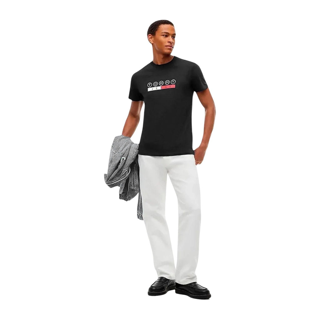 Tommy Jeans — Schwarzes T-Shirt mit Aufdruck für Herren — Ansicht 4