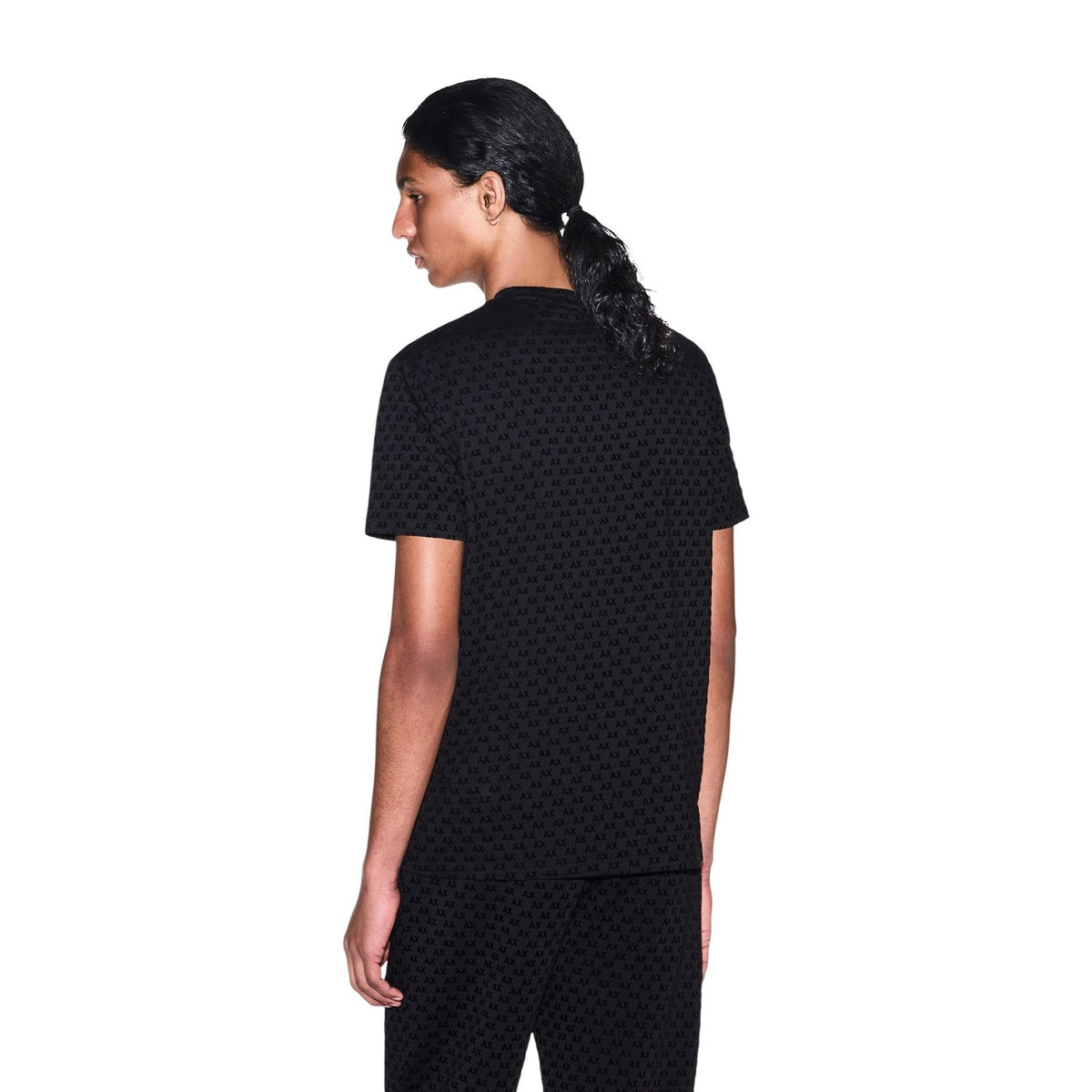 Armani Exchange — T-shirt imprimé noir en coton homme — vue 5