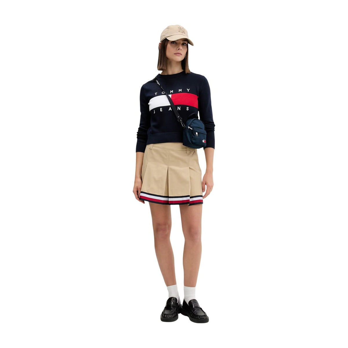 Tommy Jeans — Pull bleu à imprimé en coton bio femme — vue 2