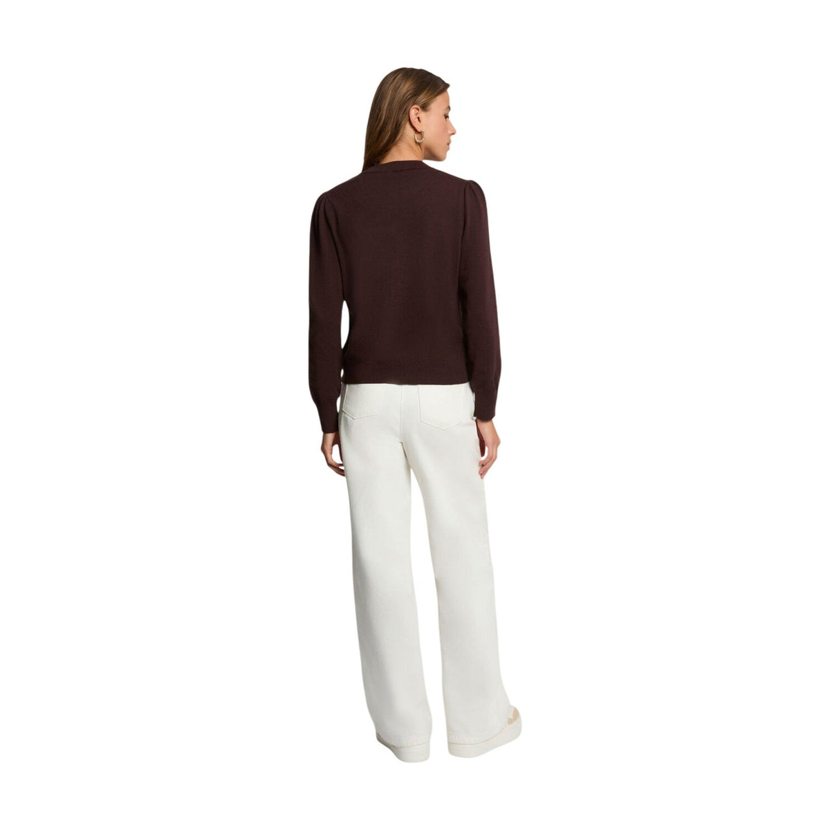 Morgan — Women’s brown V-neck sweater — view 3