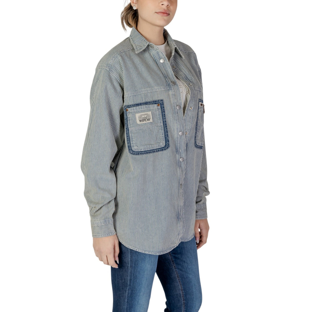 Replay — Chemise bleu femme — vue 3