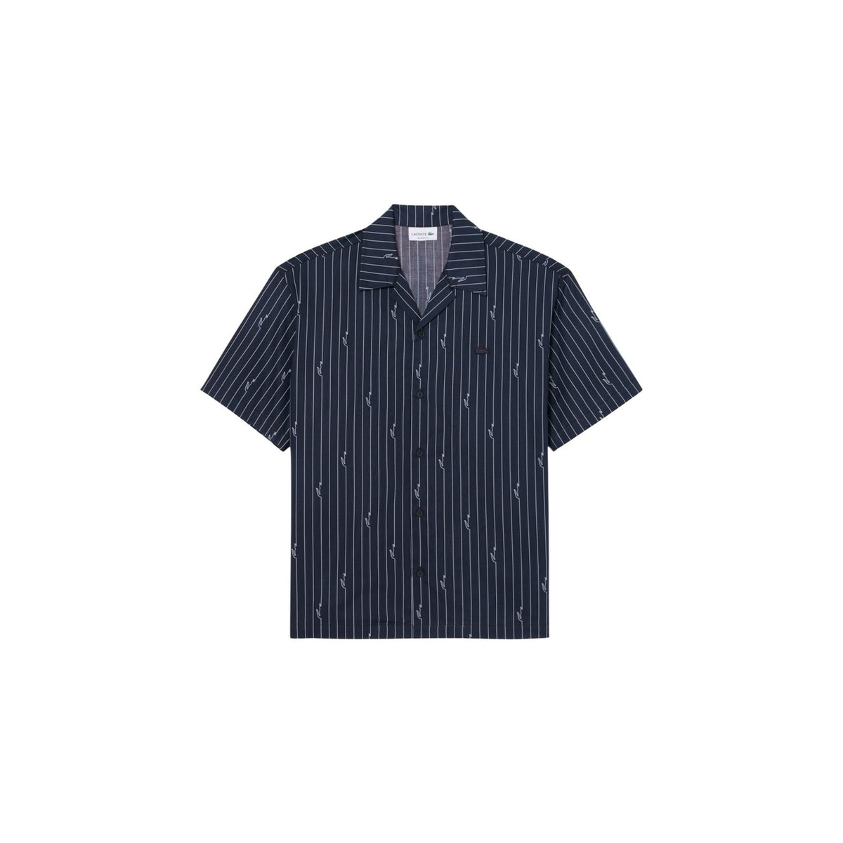 Lacoste — Chemise CH2343 noire rayée à col ouvert homme — vue 5