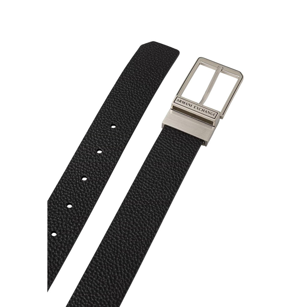 Armani Exchange — Ceinture en cuir noire homme — vue 3