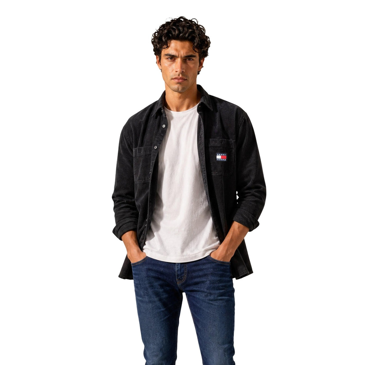 Tommy Jeans — Chemise noire col classique homme