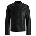 Jack & Jones — Men's black faux leather biker jacket