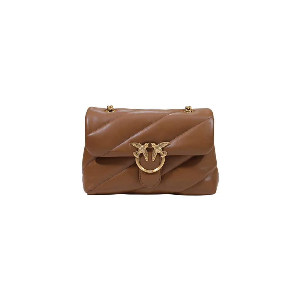 Pinko — Love Puff Classic Sheep Nappa Tasche aus braunem Leder für Damen