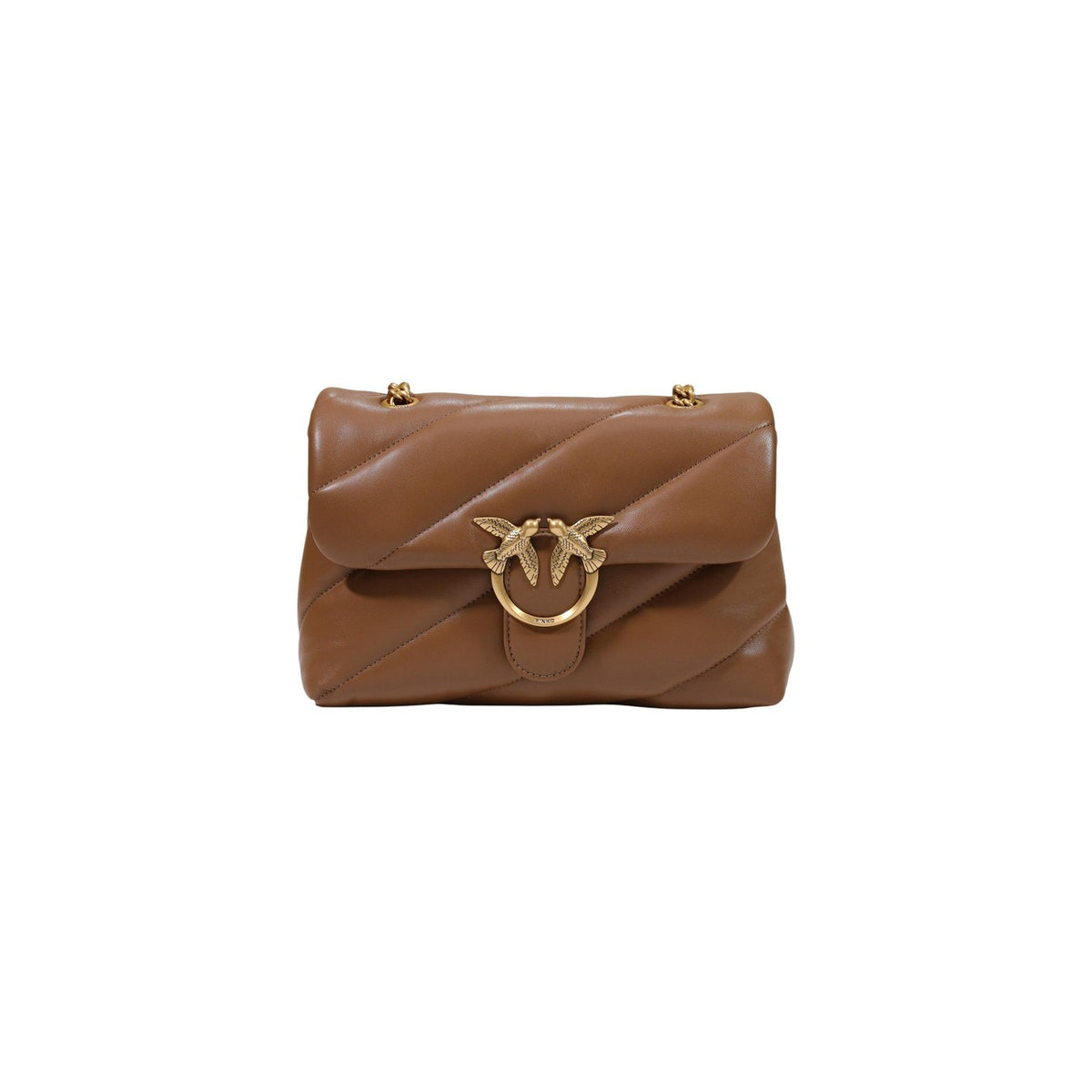 Pinko — Love Puff Classic Sheep Nappa Tasche aus braunem Leder für Damen