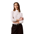Calvin Klein Jeans — Women's LS Woven Label Turtleneck Sweater White