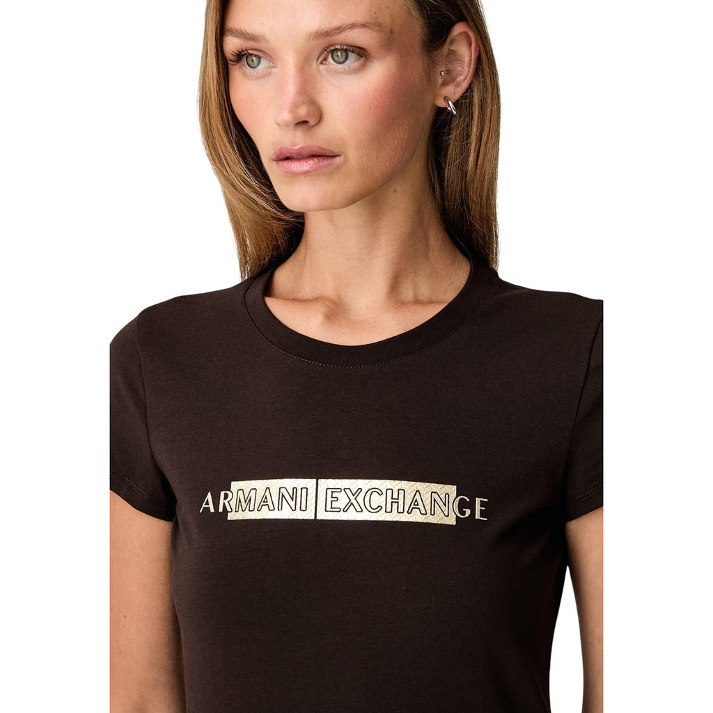 Armani Exchange — Women’s brown stretch t-shirt — view 4