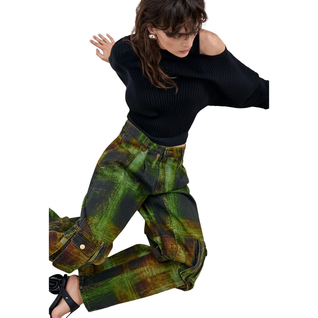 Desigual — Groene broek met ruitjes voor dames — afbeelding 4