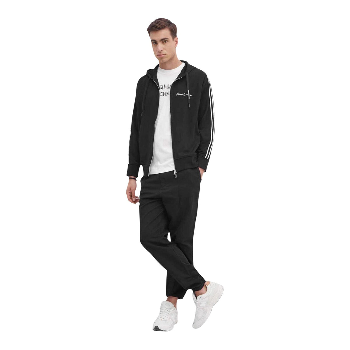 Armani Exchange — Sweat à capuche noir homme — vue 2