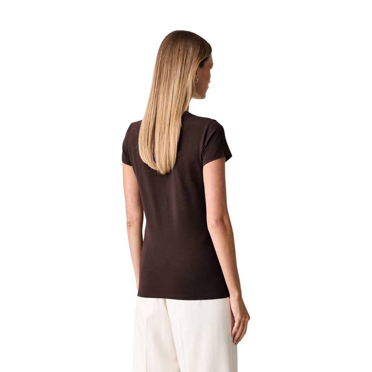 Armani Exchange — T-shirt stretch marron femme — vue 3