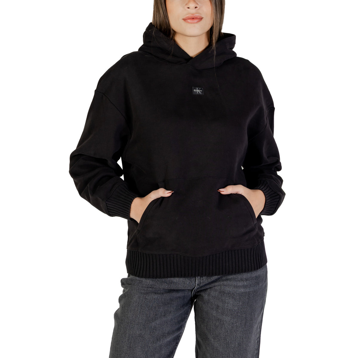 Calvin Klein Jeans — Zwarte hoodie voor dames LV047D232G — afbeelding 5