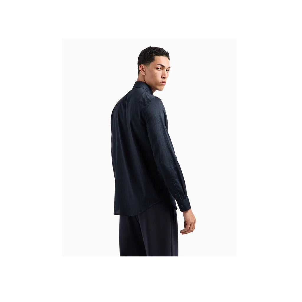 Armani Exchange — Chemise en coton bleue homme — vue 3