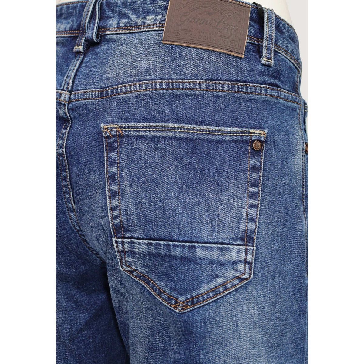 Gianni Lupo — Men's Blue Regular Slim Fit Bruce Jeans — view 5